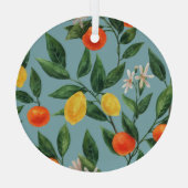 Citrus takken: Waterverf sierpatroon Glas Ornament (Achterkant)