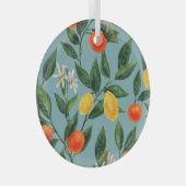 Citrus takken: Waterverf sierpatroon Glas Ornament (Voorkant Rechts)