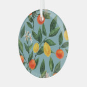 Citrus takken: Waterverf sierpatroon Glas Ornament (Voorkant links)