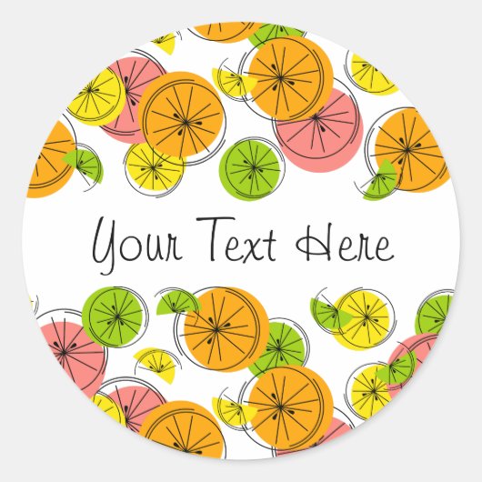 Citrus Tekst sticker rond (Voorkant)