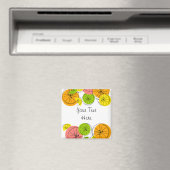 Citrus Text magnet vierkant (Insitu (Vaatwasser))