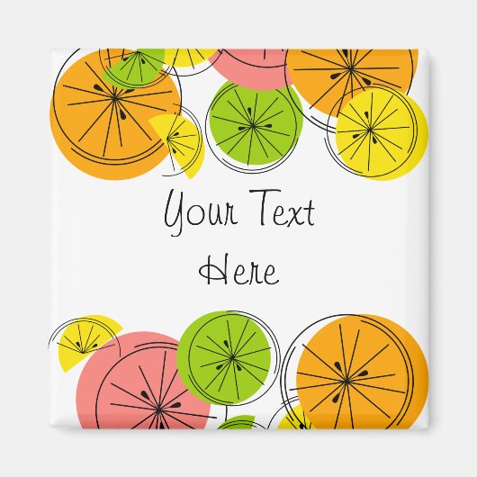 Citrus Text magnet vierkant (Voorkant)