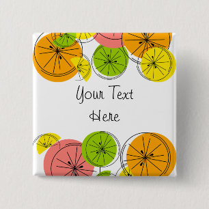 Citrus Text-toets, vierkant Vierkante Button 5,1 Cm