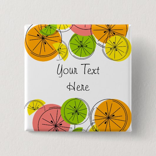 Citrus Text-toets, vierkant Vierkante Button 5,1 Cm (Voorkant)