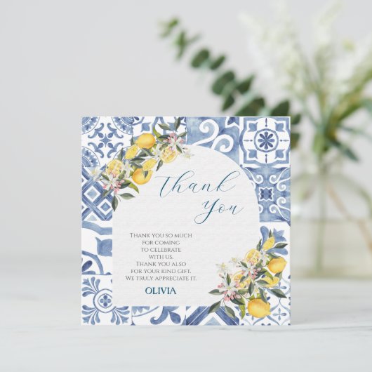 Citrus thema baby shower bedankkaart (Staand voorkant)