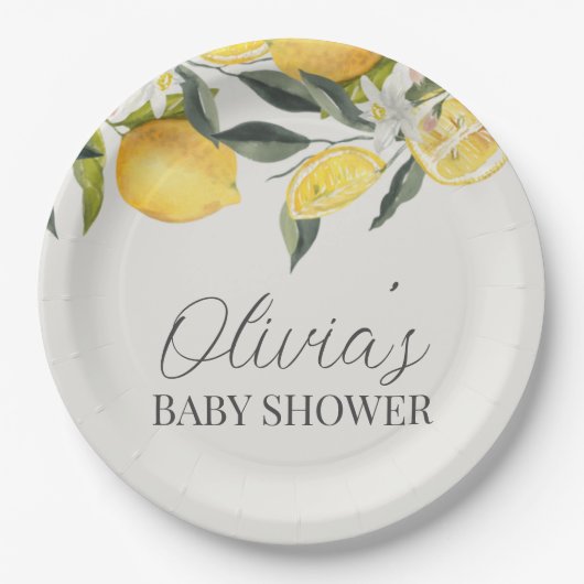 Citrus thema baby shower papieren bordje (Voorkant)