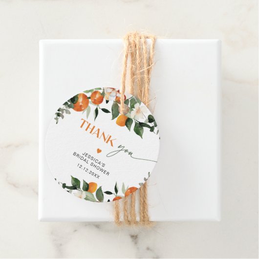 Citrus thema sinaasappels blad bruid bedankt bedankjes labels (In situ)