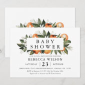 Citrus Thema Spring Baby shower Invitation Kaart (Voorkant / Achterkant)