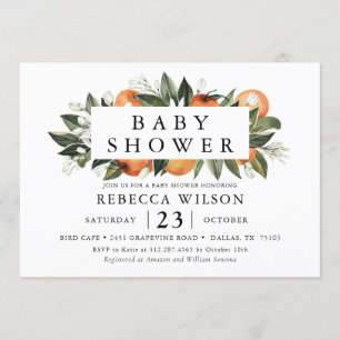 Citrus Thema Spring Baby shower Invitation Kaart