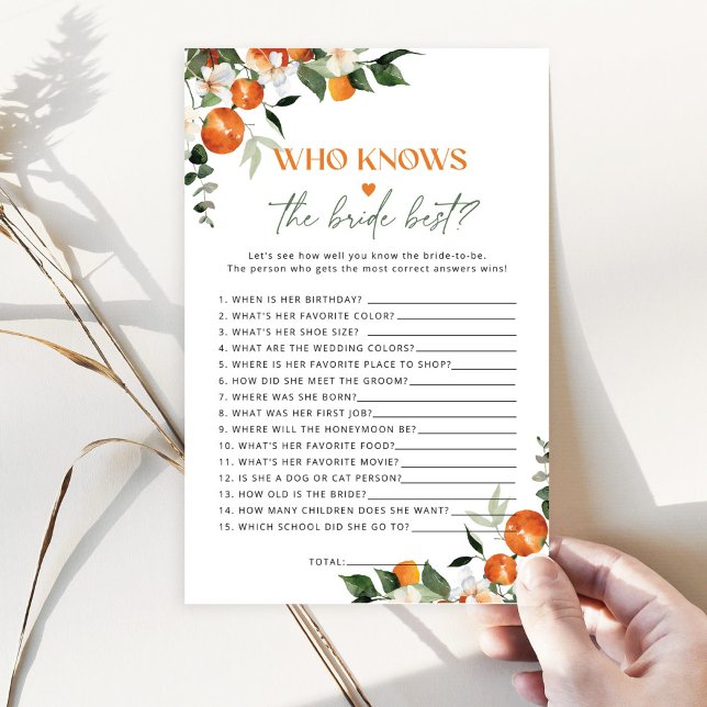 Citrus thema Wie kent de bruid beste spel (Creator heeft geüpload)