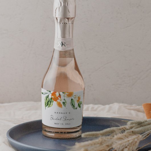 Citrus Theme Vrijgezellenfeest Mini Sparkling Wijnetiket