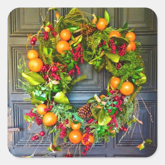 Citrus Thormay Wreath Bok Gardens Florida Vierkante Sticker (Voorkant)
