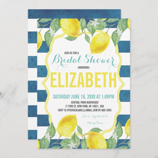 Citrus Threadal Shower-uitnodiging Kaart (Voorkant / Achterkant)