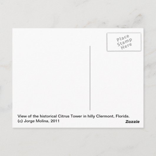 Citrus Tower in Clermont Florida "Gem of the Hills Briefkaart (Achterkant)
