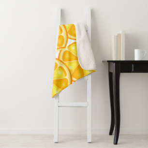 Citrus TROPICAL SUMMER FRUIT Sinaasappel citroenen Sherpa Deken