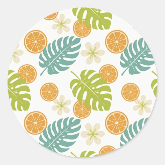 Citrus Tropisch Ronde Sticker (Voorkant)