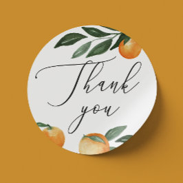 Citrus Trouw Dank Je | Elegante Script Sinaasappel Ronde Sticker