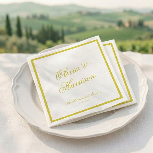 Citrus Trouw Geel Elegante Script Servet