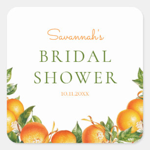 Citrus Trouwdag Thema Kaarslabel Vierkante Sticker