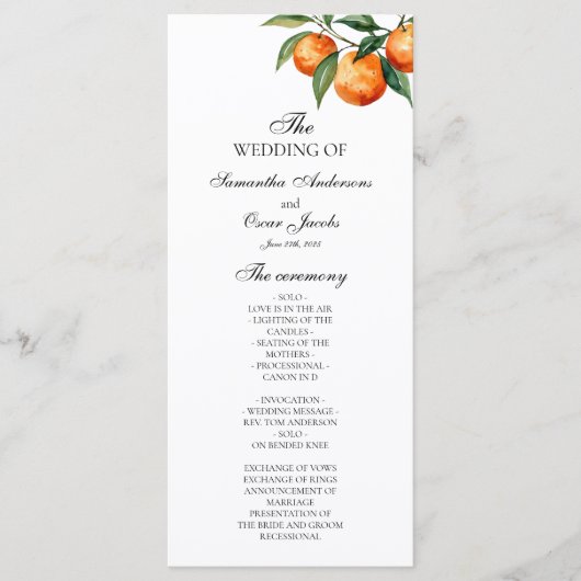 Citrus Trouwprogramma | Mediterranean Orange Menu (Voorkant)