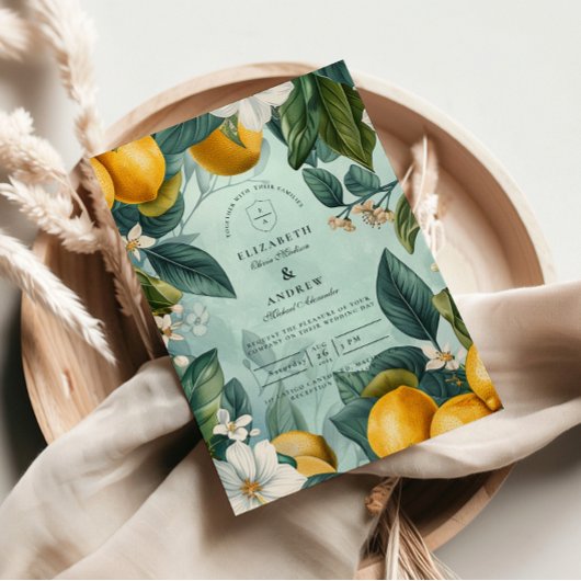 Citrus Tuin Botanische Bruiloft Kaart