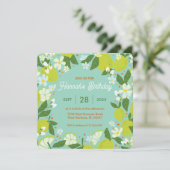 Citrus Tuinfeest Uitnodiging - Mintgroen Design (Staand voorkant)