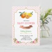 Citrus tweeling babyshower thema uitnodiging (Staand voorkant)