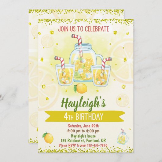 Citrus verjaardag Lemon party Kaart (Voorkant / Achterkant)