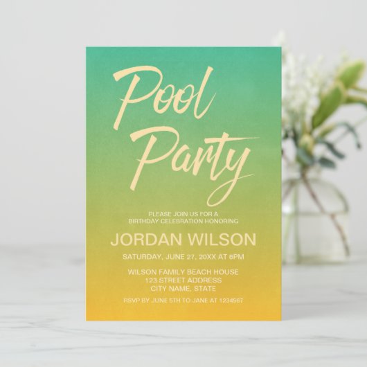 Citrus Verjaardags Feestelijke Zwembad Uitnodiging (Staand voorkant)