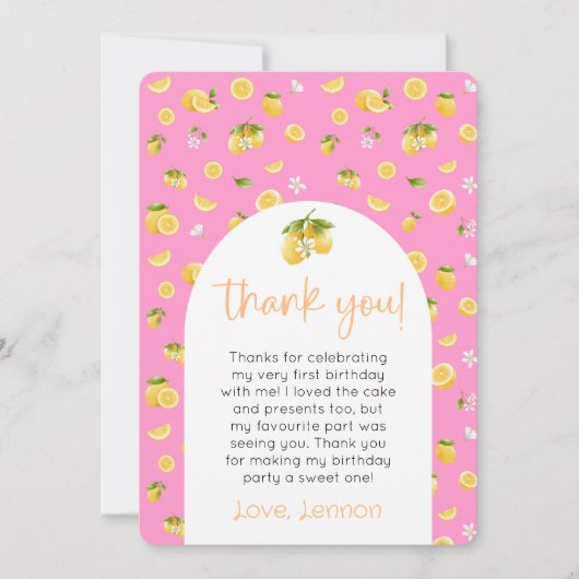 Citrus verjaardagsfoto Dank u Kaart (Voorkant)
