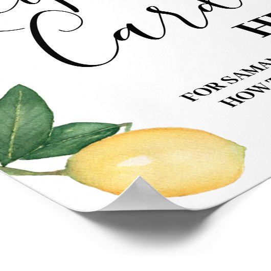 Citrus Verlof Ontvankelijke Kaart hier Shower-bord Poster (Hoek)
