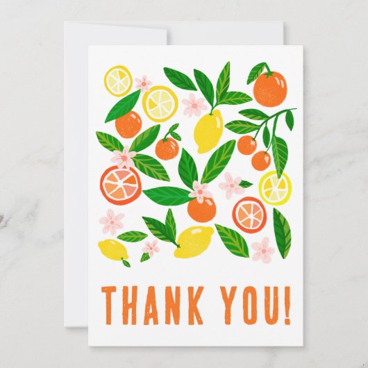Citrus Viering Aangepaste Kleurrijke Vlakke Bedankkaart (Voorkant)