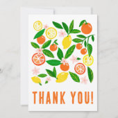 Citrus Viering Aangepaste Kleurrijke Vlakke Kleur Bedankkaart (Voorkant)