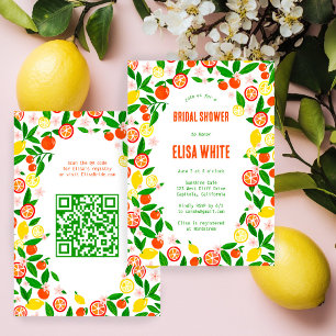Citrus Viering Aangepaste QR Zomer BRUILOFTSDINER Kaart