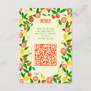 Citrus-viering Aangepaste zomer bruiloft cadeau ui Informatiekaartje