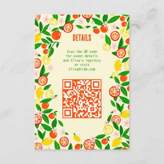 Citrus-viering Aangepaste zomer bruiloft cadeau ui Informatiekaartje (Voorkant)