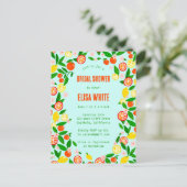 Citrus-viering Aangepaste zomer bruiloftsborrel Uitnodiging Briefkaart (Staand voorkant)