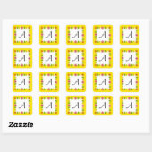 Citrus vierkant geel Monogram sticker vierkant (Vel)