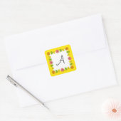 Citrus vierkant geel Monogram sticker vierkant (Envelop)
