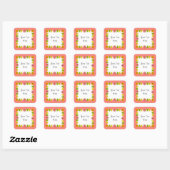 Citrus Vierkante Roze Tekst sticker vierkant (Vel)