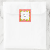 Citrus Vierkante Roze Tekst sticker vierkant (Tas)