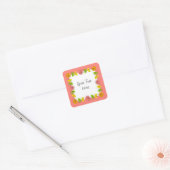 Citrus Vierkante Roze Tekst sticker vierkant (Envelop)