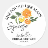 Citrus vond haar grote squeeze bruids douche ronde sticker (Voorkant)