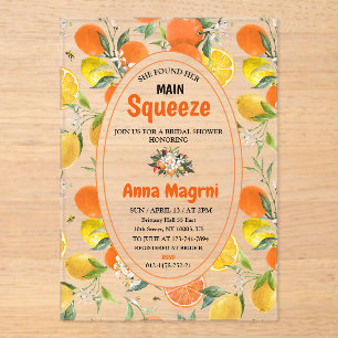 Citrus Vond Haar Hoofdliefde Bruidsborrel Acryl Uitnodigingen