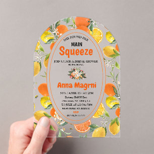 Citrus Vond Haar Hoofdverdriet Bruiloft Bridal Sho Acryl Uitnodigingen