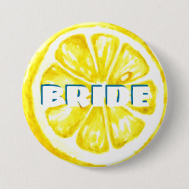 Citrus vrijgezellenfeest | Bruid van citroen knoop Ronde Button 7,6 Cm