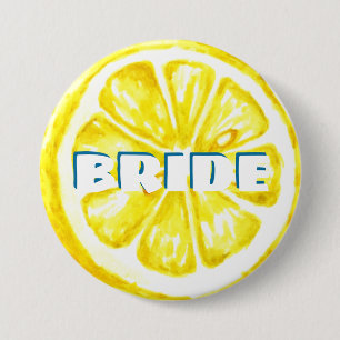 Citrus vrijgezellenfeest Bruid van citroen knoop Ronde Button 7,6 Cm