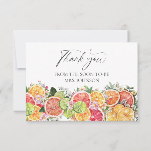Citrus Vrijgezellenfeest Dank u Bedankkaart (Voorkant)