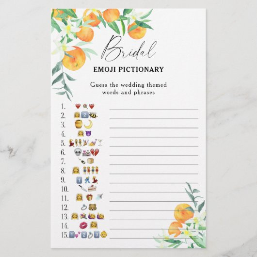 Citrus - vrijgezellenfeest emoji pictionary game (Voorkant)