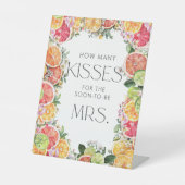 Citrus Vrijgezellenfeest hoeveel kussen Reclamebord Met Voetstuk (Voorkant)